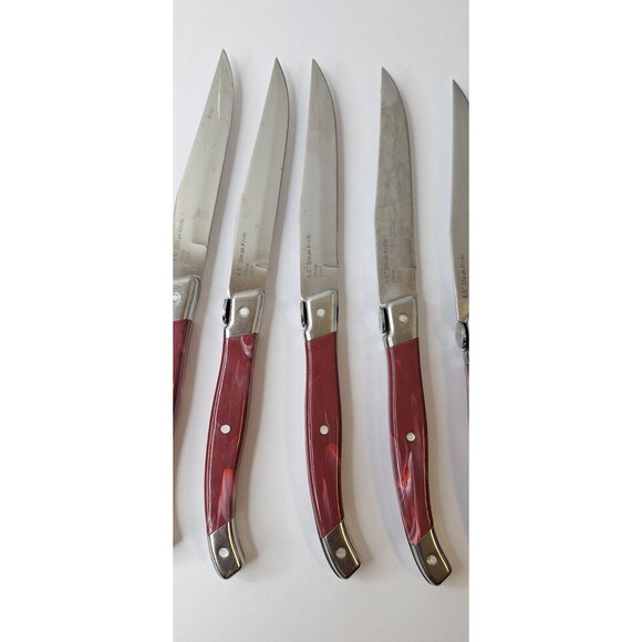 Lot of 11 WOLF GANG PUCK STEAK KNIVES MARBELED 4.5" STEAK KNIVES - Picture 4 of 4